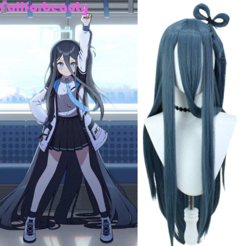 FALLFORBEAUTY Tóc giả cosplay Tendou Arisu, tóc xanh thẳng tự nhiên cho lễ hội Halloween