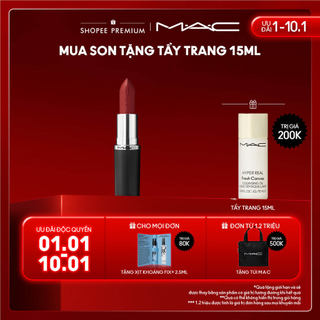  Son MACximal Sleek Satin không chỉ mang đến chất son satin căng bóng mềm mượt mà còn duy trì độ dưỡng ẩm môi trong 8h 