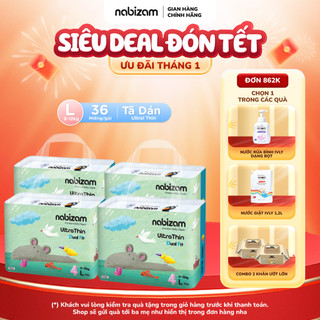  COMBO 4 Tã Bỉm Quần Nabizam Ultra Thin Nội Địa Hàn Cao Cấp Mỏng Nhẹ Phù Hợp Cho Ban Đêm Size L Từ 8-13kg 30 Miếng Bịch 