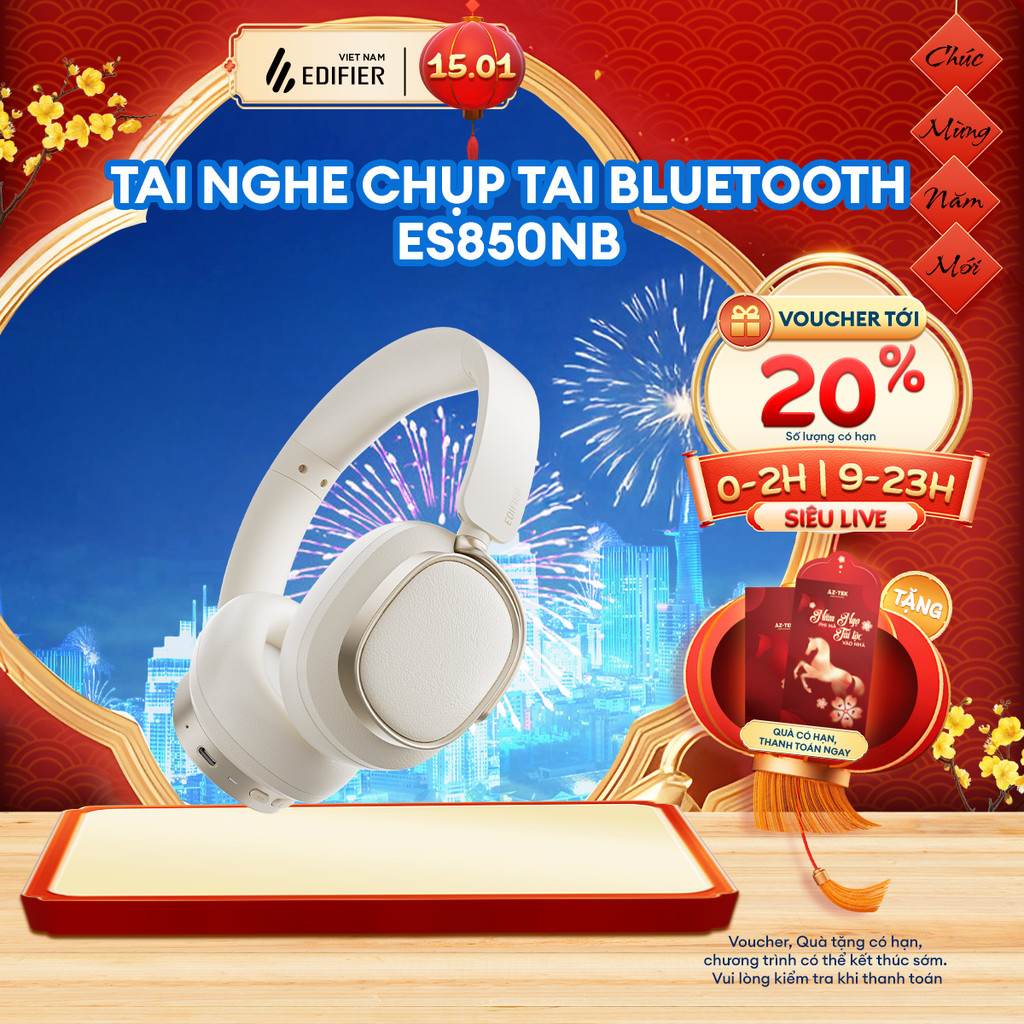 Tai Nghe Bluetooth Chụp Tai Không Dây EDIFIER ES850NB - Chế Độ Chống Ồn - Thoải Mái Chơi Nhạc Đến 92