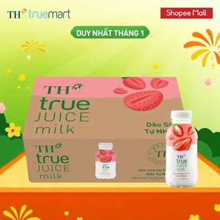  Thùng 24 chai nước uống sữa trái cây TH true JUICE milk dâu tự nhiên 300 ml  300 ml x 24  