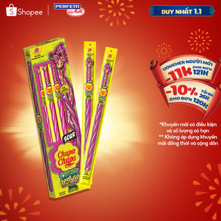  Kẹo dẻo Dài - Xoắn Chupa Chups Hươu Cao Cổ có nhân hương Dâu - Vani  Hộp 12 thanh  