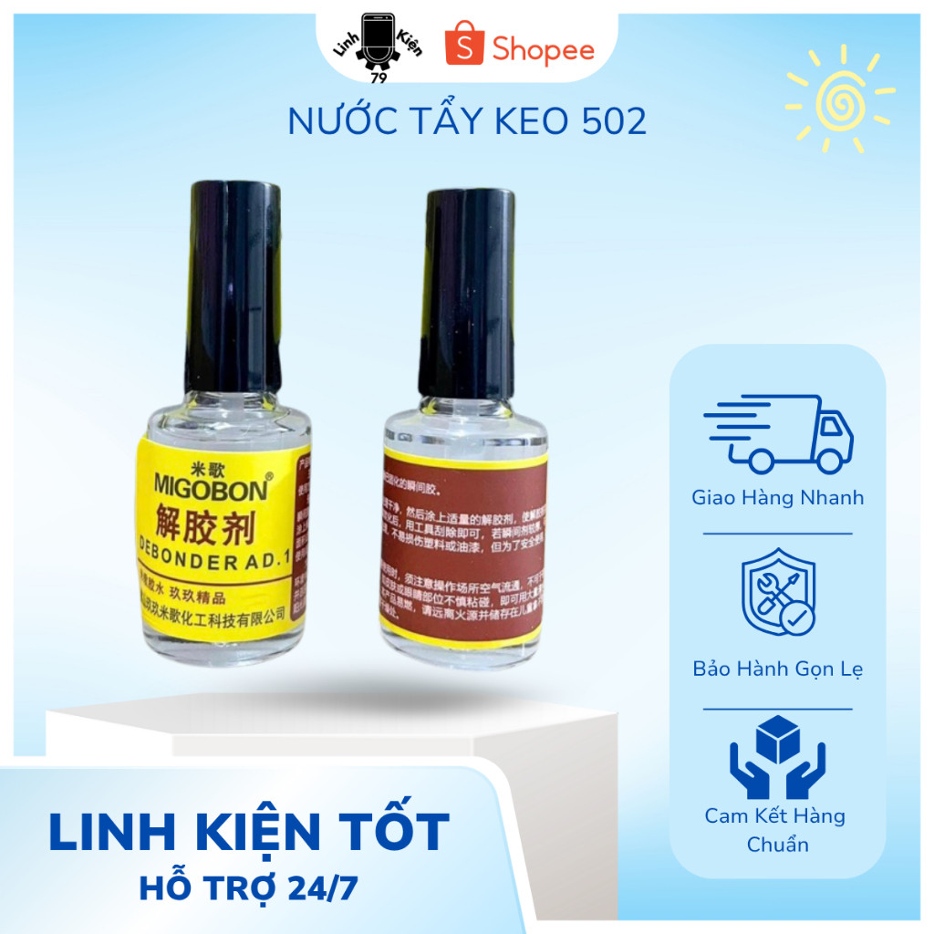 Nước Tẩy Keo 502 , Nước Tẩy Keo Dán Sắt 502 MIGOBON (Loại tốt) / 20ml , Loại To 100ML