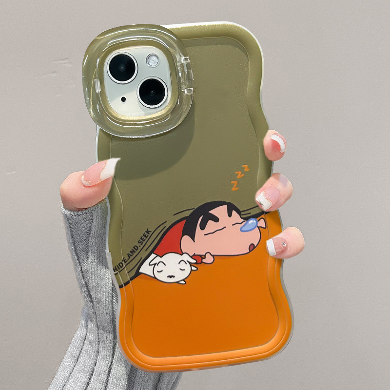 [Khuyến nghị cửa hàng] Shin-Chan Sleeping Apple Cartoon Phone Case 16promax Love Cartoon 15 Dual Bra