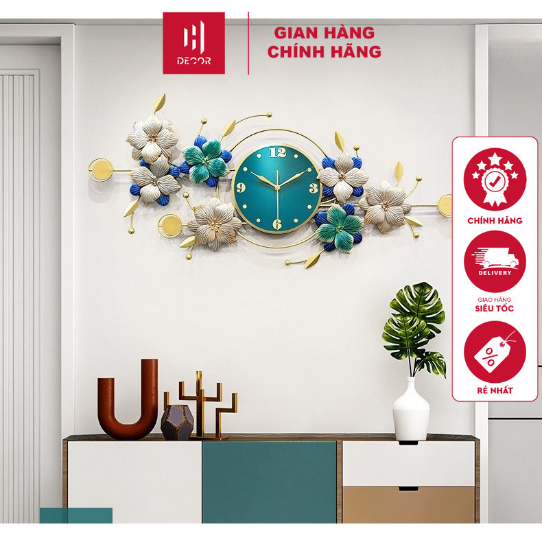 Đồng Hồ Treo Tường Trang Trí Hoa Lá Nghệ Thuật Phong Cách Bắc Âu Sang Trọng Mã 2905 HDECOR