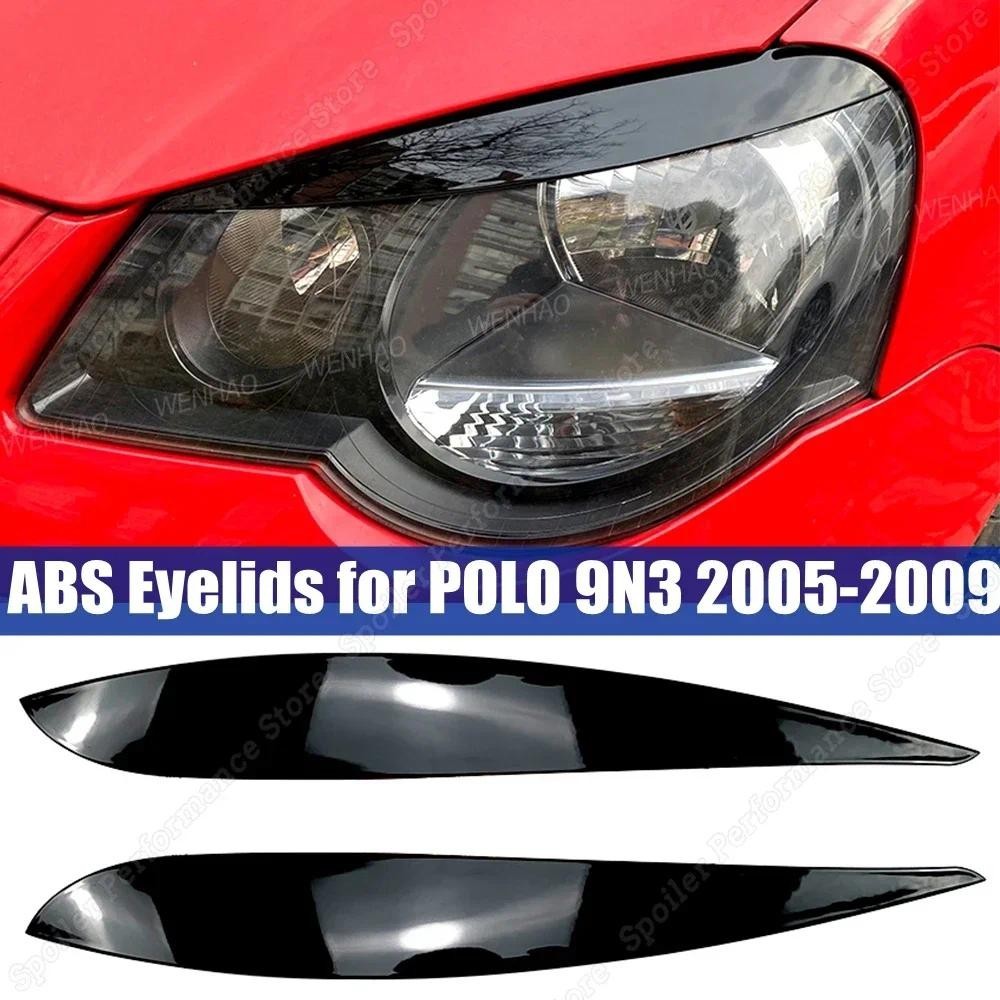 Xe Ác Mắt Bóng Đen Đèn Pha Lông Mày Cho VW POLO 4 MK4 9N3 GTI R32 TDI 2005-2009 Mí Mắt ABS Nhựa Thân