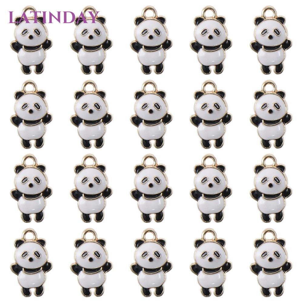 LATINDAYcharm ankle bracelet 20 chiếc hình gấu trúc đen trắng dễ thương, kích thước 0.71*0.45 inches