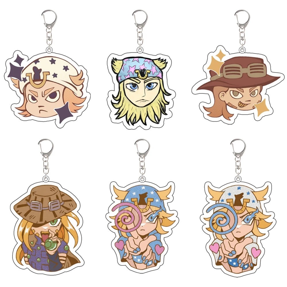 Móc khóa Anime JoJos Bizarre Adventure Johnny Joestar Gyro Zeppeli Steel Ball Run Mica Acrylic phụ k