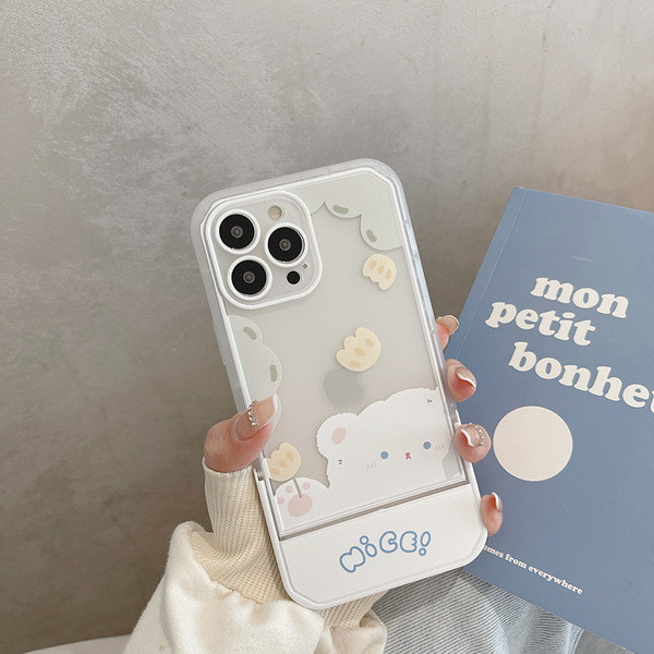 ốp lưng iphone ốp iphone 15 pro max Gấu Hoa Thích Hợp Cho iphone13Promax Giá Đỡ Ghế i15 Vỏ Điện Thoạ