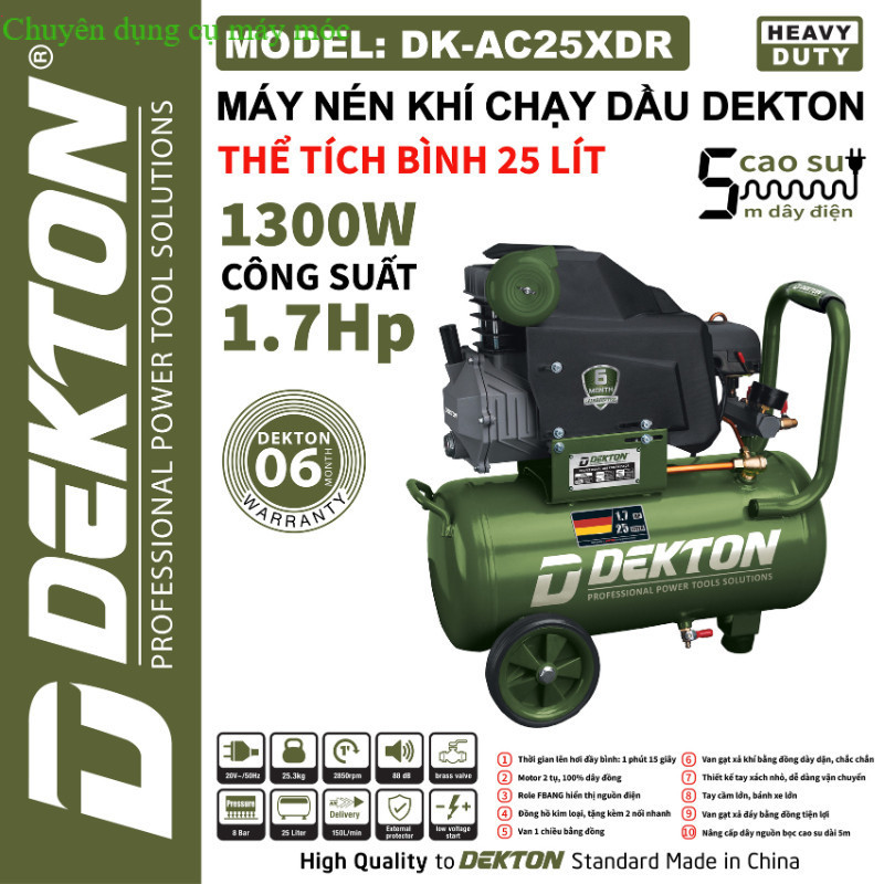 Máy Nén Khí Có Dầu DEKTON / DK-AC25XDR Thể Tích 25L / Và DK-AC39XDR Thể Tích 39L / 1.7HP SHOP DỤNG C