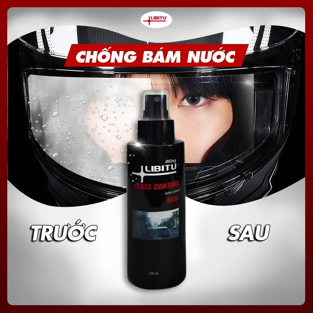 Bình Xịt Phủ Kính Nano Chống Bám Nước Libitu 801E, Loại Bỏ Màng Dầu - Tặng Khăn