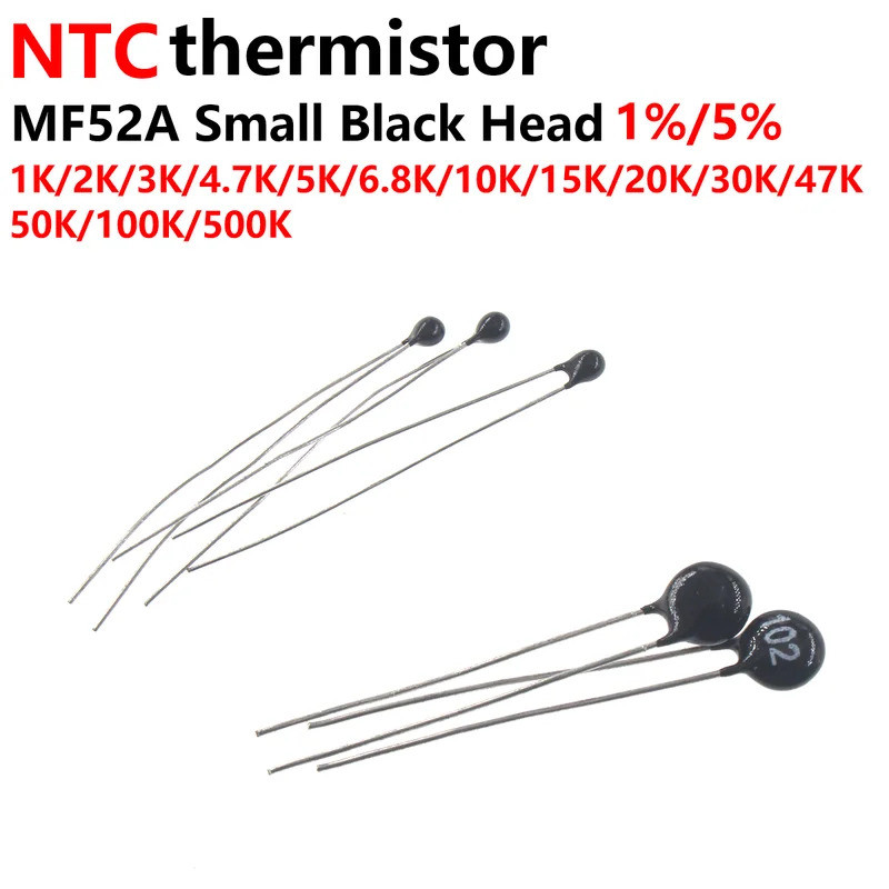 20 Chiếc Điện Trở NTC MF52 MF52A 1K 2K 2.2K 3K 4.7K 5K 10K 20K 30K 47K 50K 200K 1% 5% Cảm Biến Nhiệt