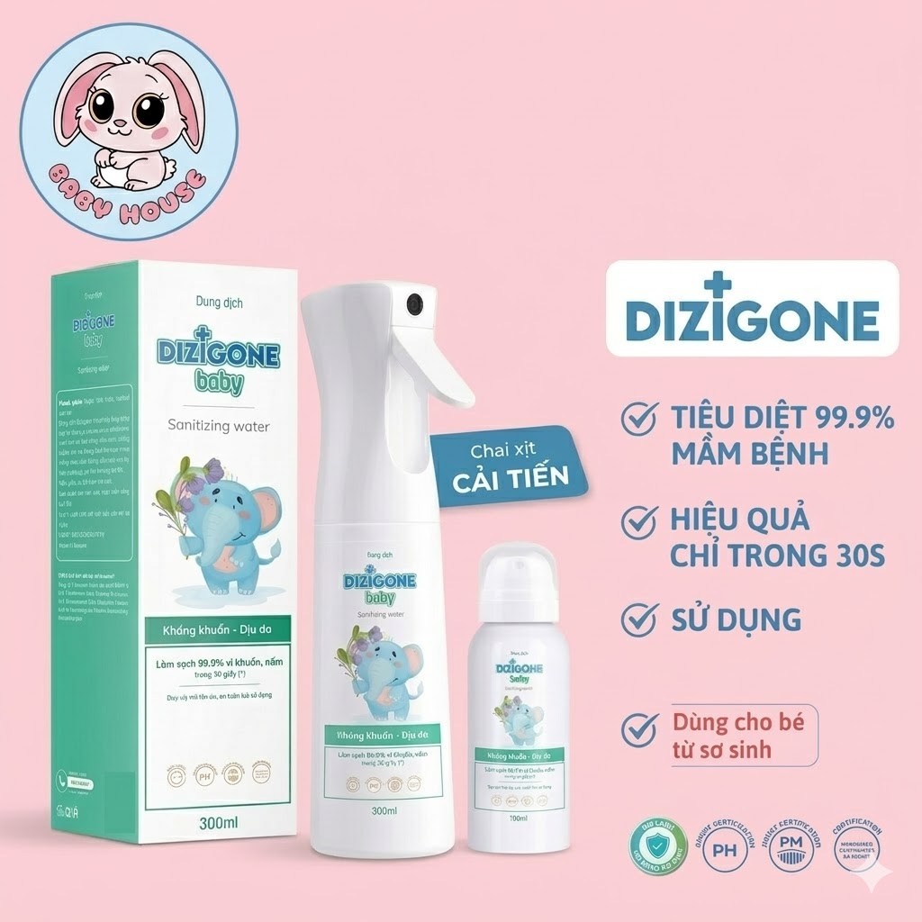 Xịt kháng khuẩn Dizigone baby bảo vệ cho bé từ sơ sinh 100ml/300ml