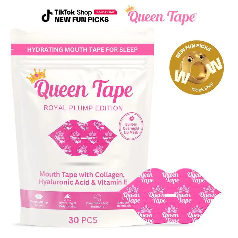 Queen Tape - Hydrating & Moisturizing Mouth Tape For Sleep - Royal Plump Edition - Lip Plumping - Mo