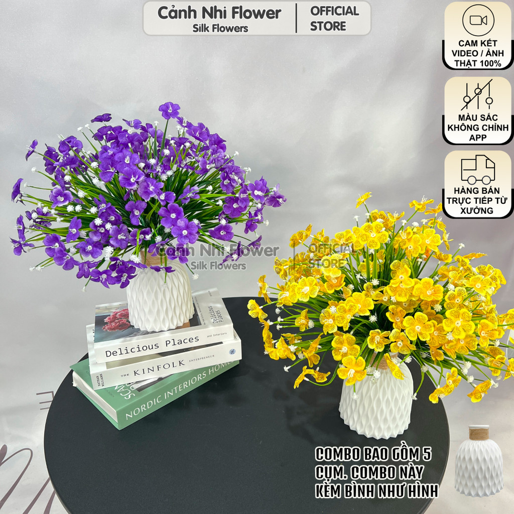 Bình Hoa Thủy Tiên Giả Cao 35cm Tặng Bình – Decor Phòng Khách Để Bàn Nhà Hàng…