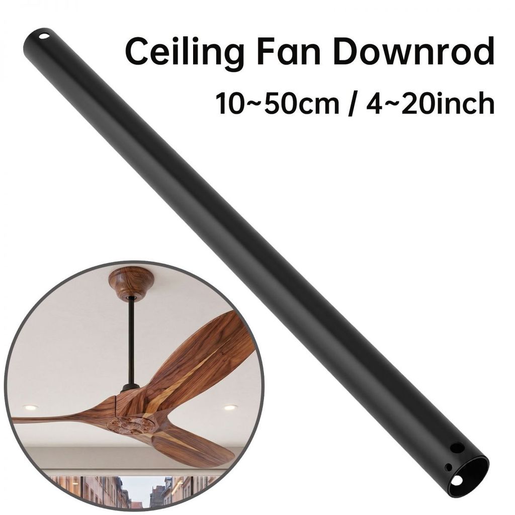 10cm - 50cm Quạt Trần Downrod Đường Kính 1Inch Mờ Đen Quạt Trần Nối Dài Thanh Xuống Đa Năng Cho Quạt