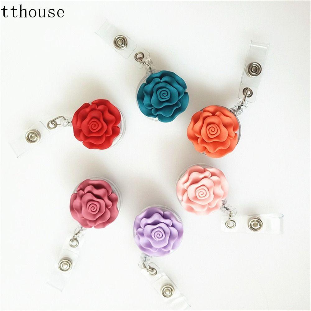 TTHOUSE Giá đỡ huy hiệu có thể thu vào, Thẻ tên 3D Flora Nurse Badge Reel, Huy hiệu Cilp Ngực Thẻ ID