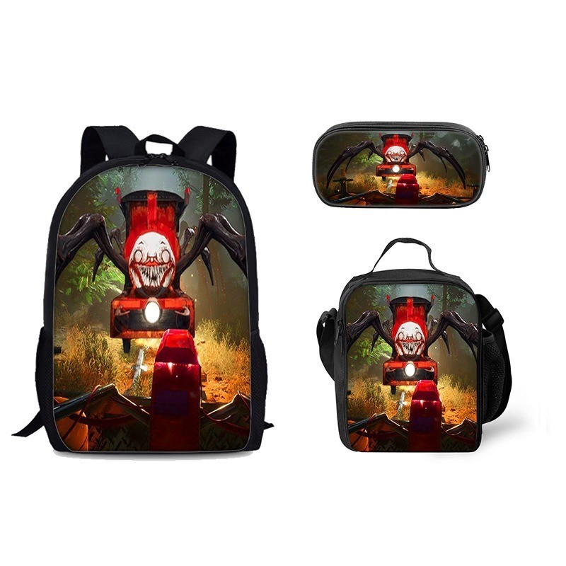 Balo Choo-Choo Charles Hell Charles Little Train School Bag Meal Bag Pen Case Bộ ba mảnh