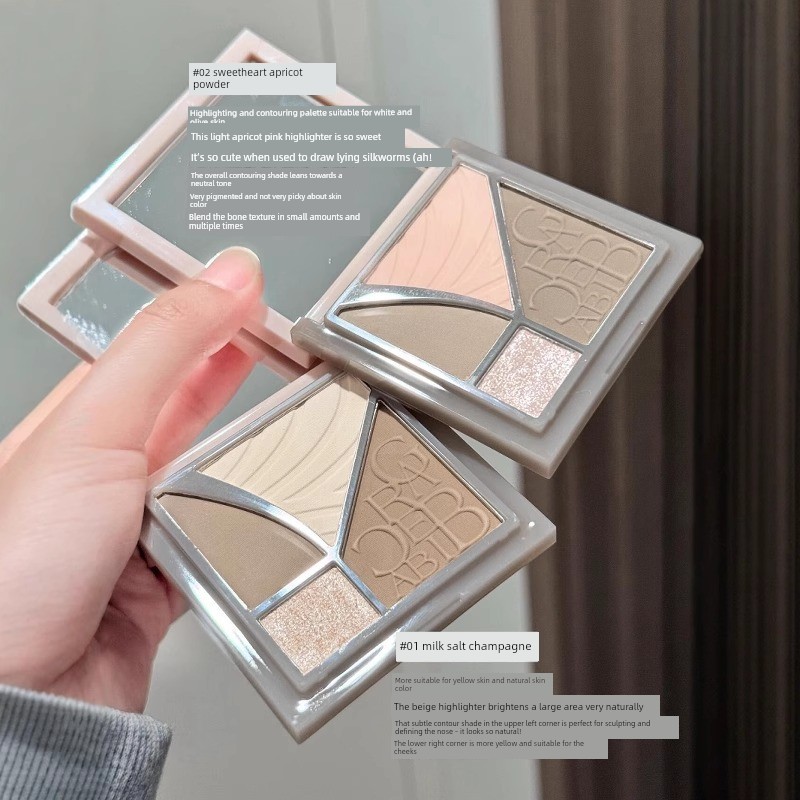 highlight bắt sáng bắt sáng highlight Một đĩa đa năngGracebabi Highlight Bảng Viền Bốn Màu Một Mặt M