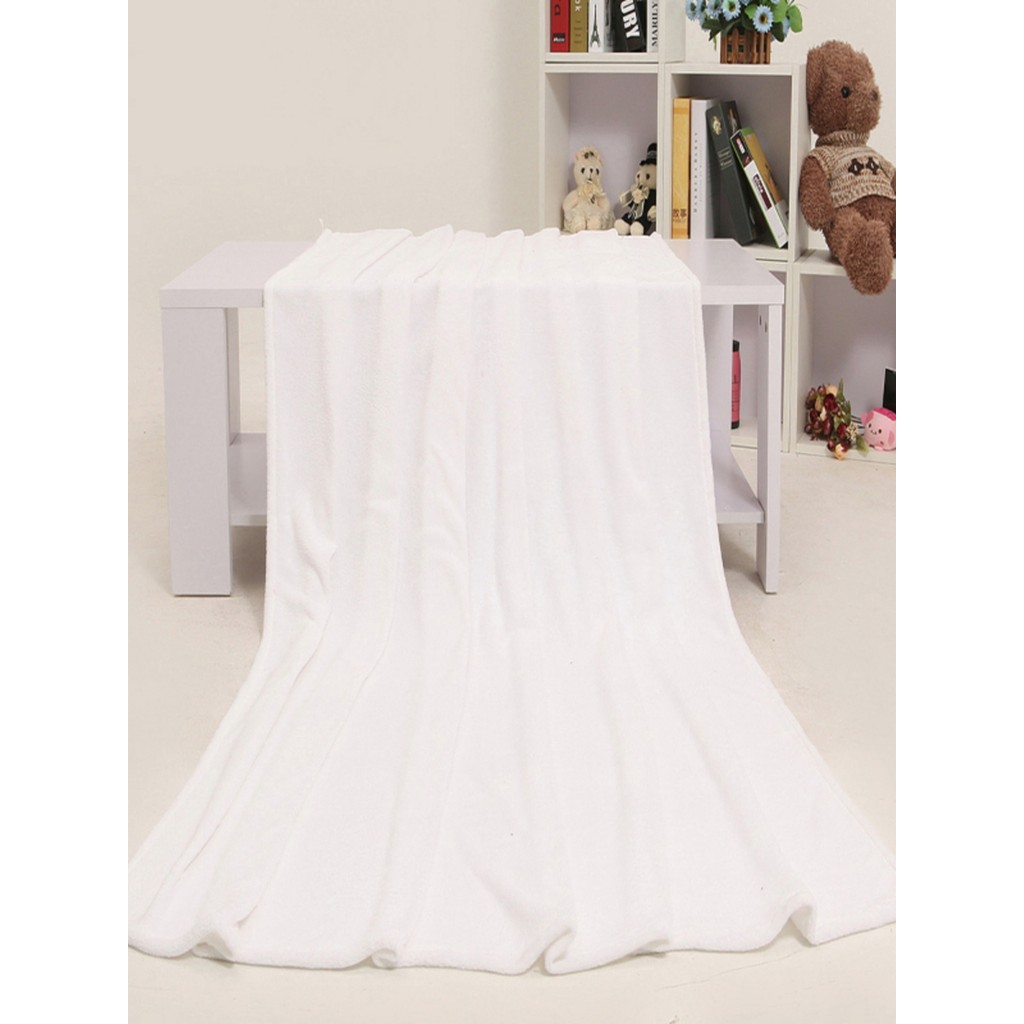 Chăn Trắng Màu Trơn Ảnh Nền Chăn Lông Cừu San Hô Chăn Flannel Giường Ga Gối Chăn Đơn Đôi Nguyên Chất