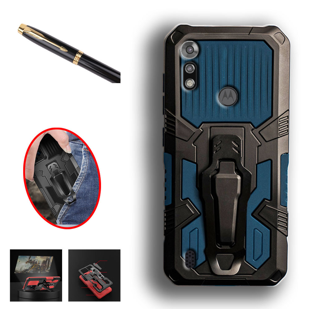 Motorola Moto E6i E6s 2020 Khóa quân sự hạng nặng Bảo vệ cứng Chống sốc Grip Vỏ điện thoại hai lớp b