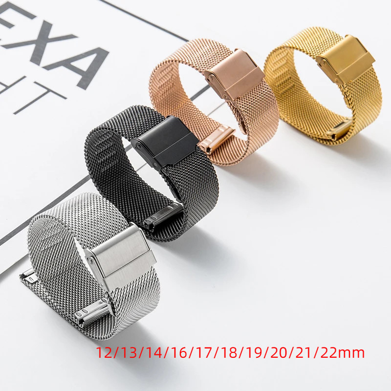 Dây đeo lưới Milanese bằng thép không gỉ cho đồng hồ đeo tay DW Dây đeo đa năng 12mm 13mm 14mm 16mm 