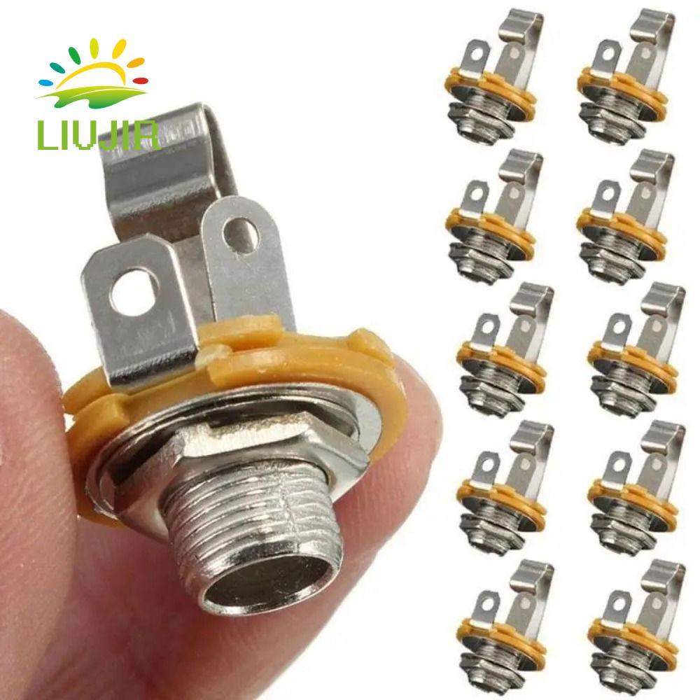 LIUJIR 10 Chiếc Đàn Guitar Điện Đầu Vào Jack, Kim Loại 1 / 4 "(6,35mm) Đàn Guitar Mono Jack Ổ Cắm, M