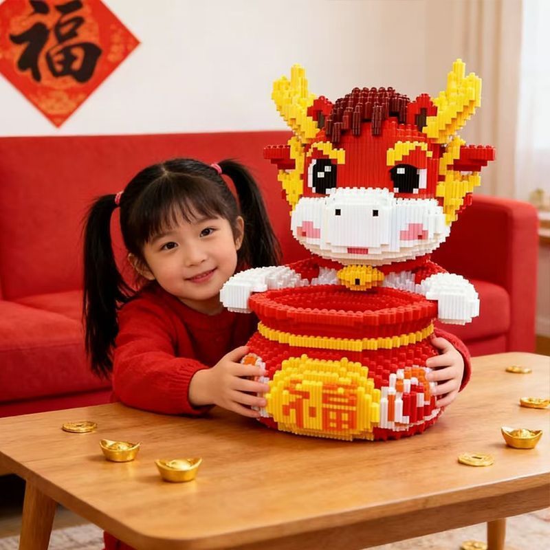 @662026Năm Con Ngựa Phong Cách Mới Tương Thích Lego Khối Xây Dựng Túi May Mắn Ngựa Heo Đất Giáo Dục 