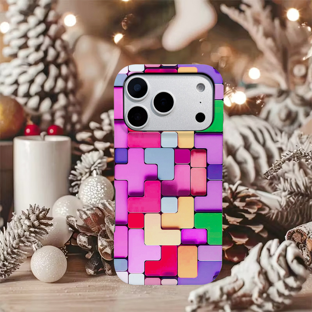 Màu Khối Xếp Hình Cổ Điển 2 Trong 1 Nối Trên Và Dưới Mờ Dành Cho iPhone17 Pro Max iPhone16 Pro Max i