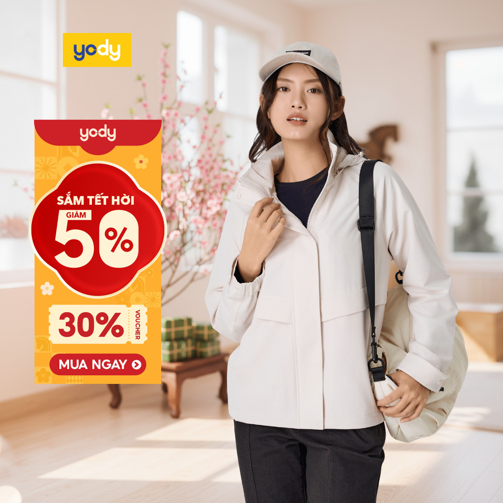 Áo khoác gió nữ 4c plus dáng suông YODY cản gió cản bụi co giãn 4 chiều WCWC25F025