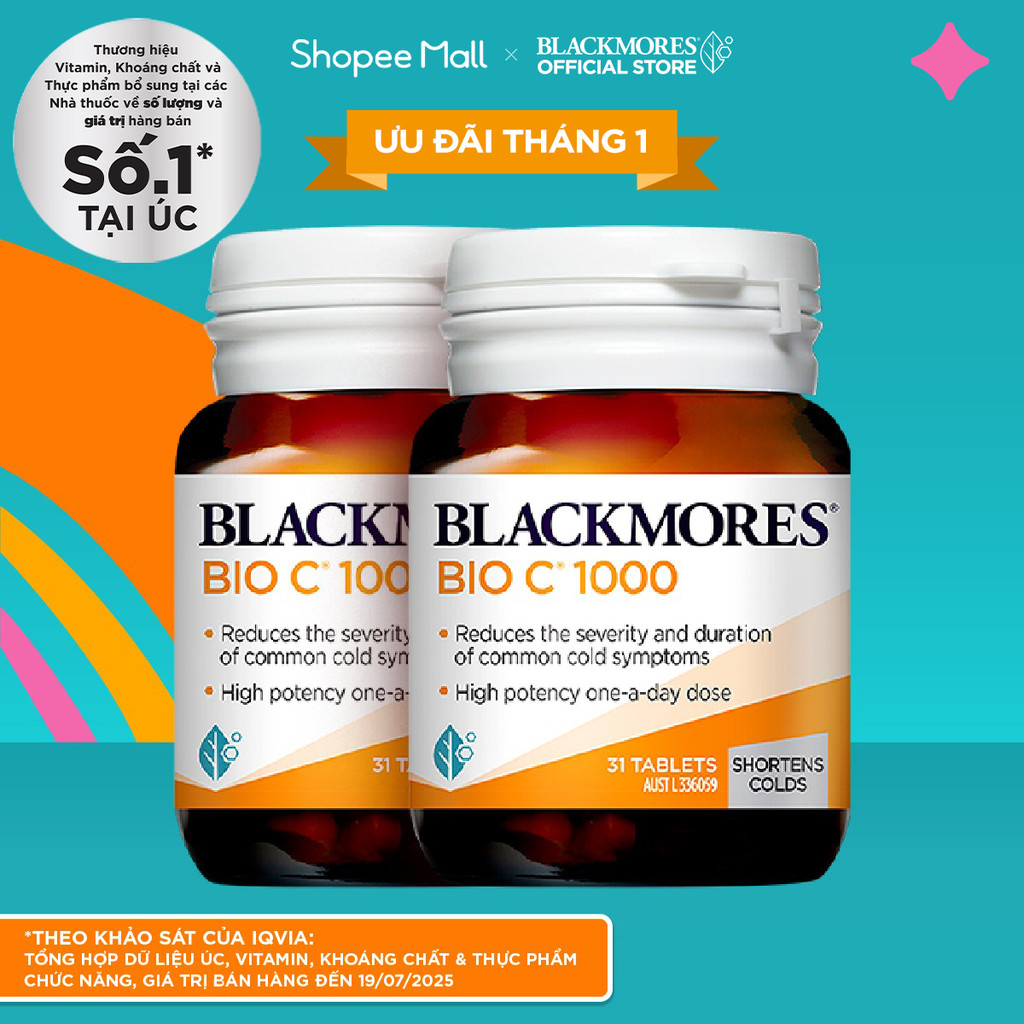 Combo 2 Viên Uống Bổ Sung Vitamin C Blackmores Bio C 1000mg 31 Viên/Lọ