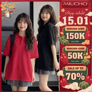  Áo polo nam nữ form rộng Miucho cotton 4 chiều thoáng mát trơn basic PLT01 