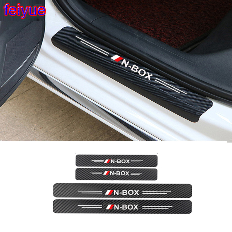 4 Miếng Dán Bảo Vệ Cửa Ô Tô Bằng Sợi Carbon Cho Xe Honda NBOX N-BOX Phụ Kiện Ô Tô