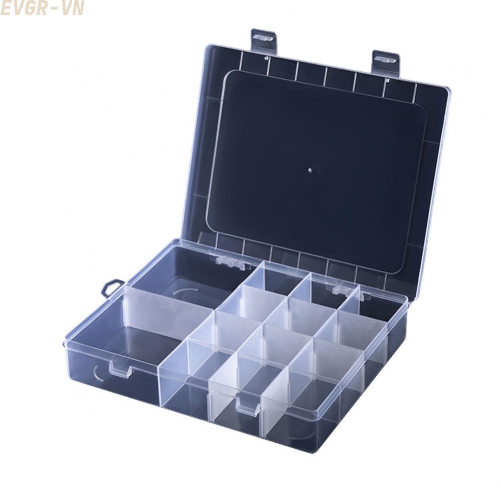 <Evergreen>Storage Box Dustproof Earrings Hardware Holder Locked Make-up 14 Grids