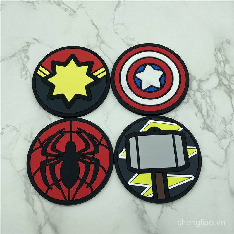 Số lượng lớn Phim Marvel Hàng Hóa Cao Su Captain Marvel Đội Mỹ Thor Người Nhện Cách Nhiệt Coaster