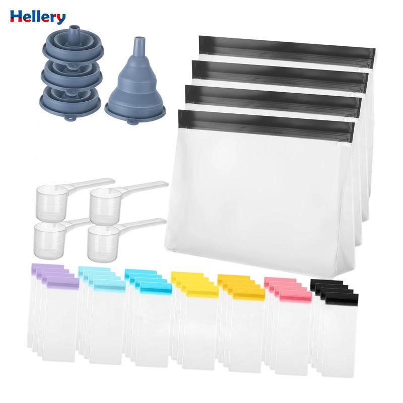 42 Miếng Bột Protein Du Lịch Bộ Hộp Đựng Zip Túi Có Phễu Thìa Có Thể Tái Sử Dụng Túi Zip Di Động Tổ 