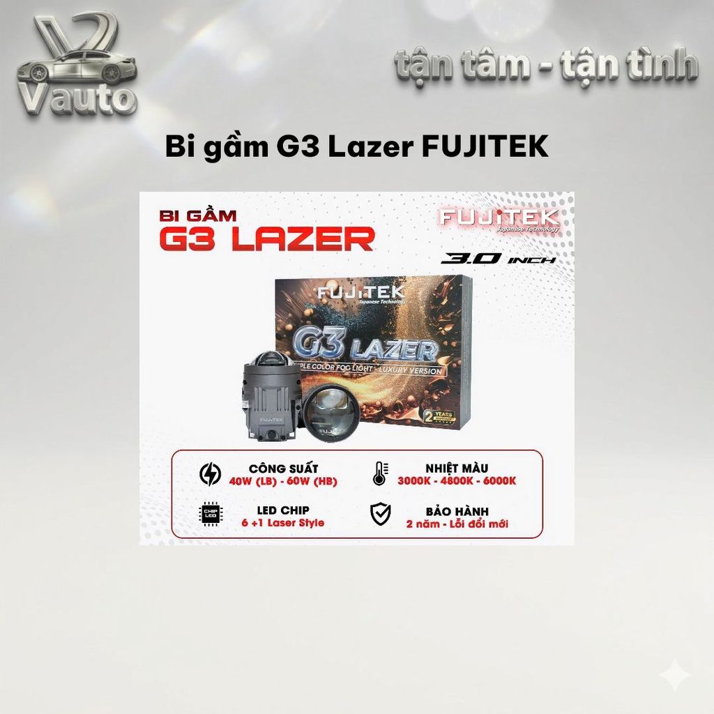Bi Gầm FUJITEK G3 LAZER 6+1 Laser 3 Màu Nhiệt Chống Nước IP67 - Bảo Hành 2 Năm, Lắp Đặt Chất Lượng