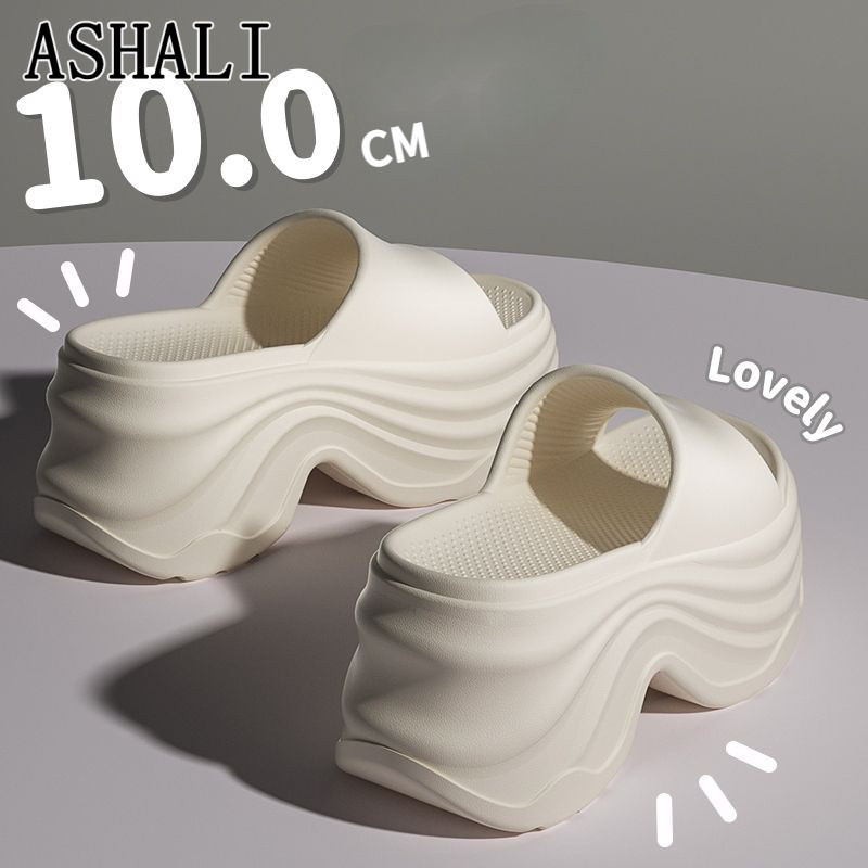 ASHALI Dép Lê Nữ Đế Cao Độn Đệm Chống Trượt Họa Tiết Sang Đi Biển Dạo Phố Nhẹ Chân Không Mỏi Chân Mớ