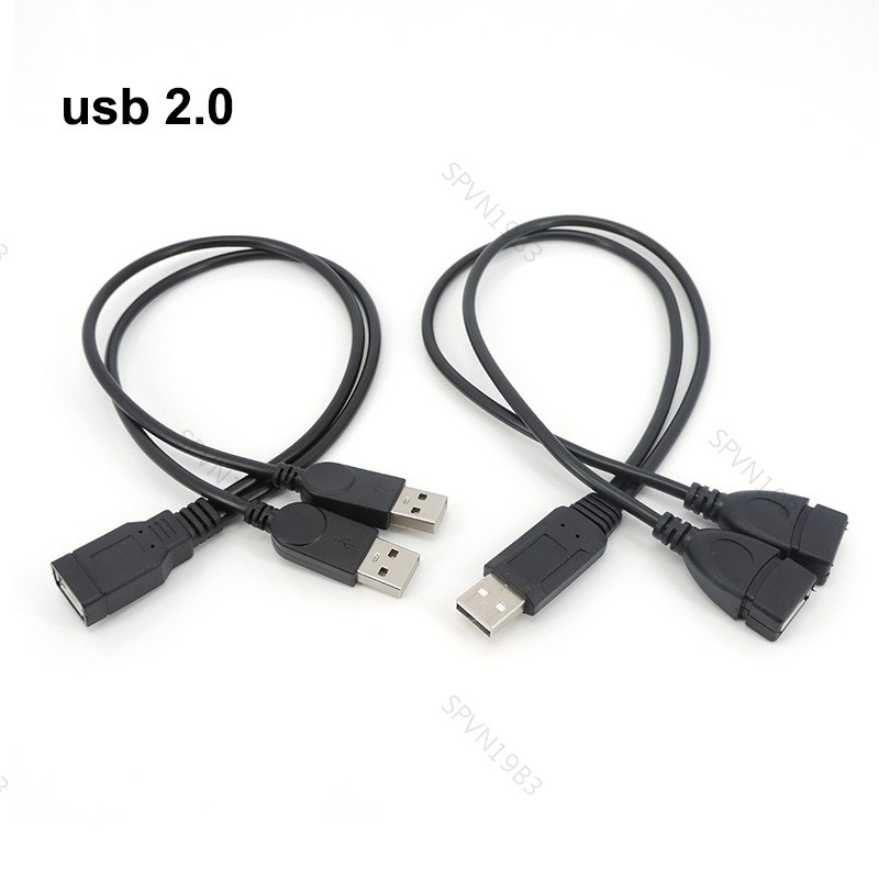 USB2.0 USD A 1 Nam Nữ Cắm Vào 2 Nam Nữ Ổ Cắm USB 2.0 Dây Nối Dài Cáp Dữ Liệu Nguồn Bộ Chuyển Đổi Cắm
