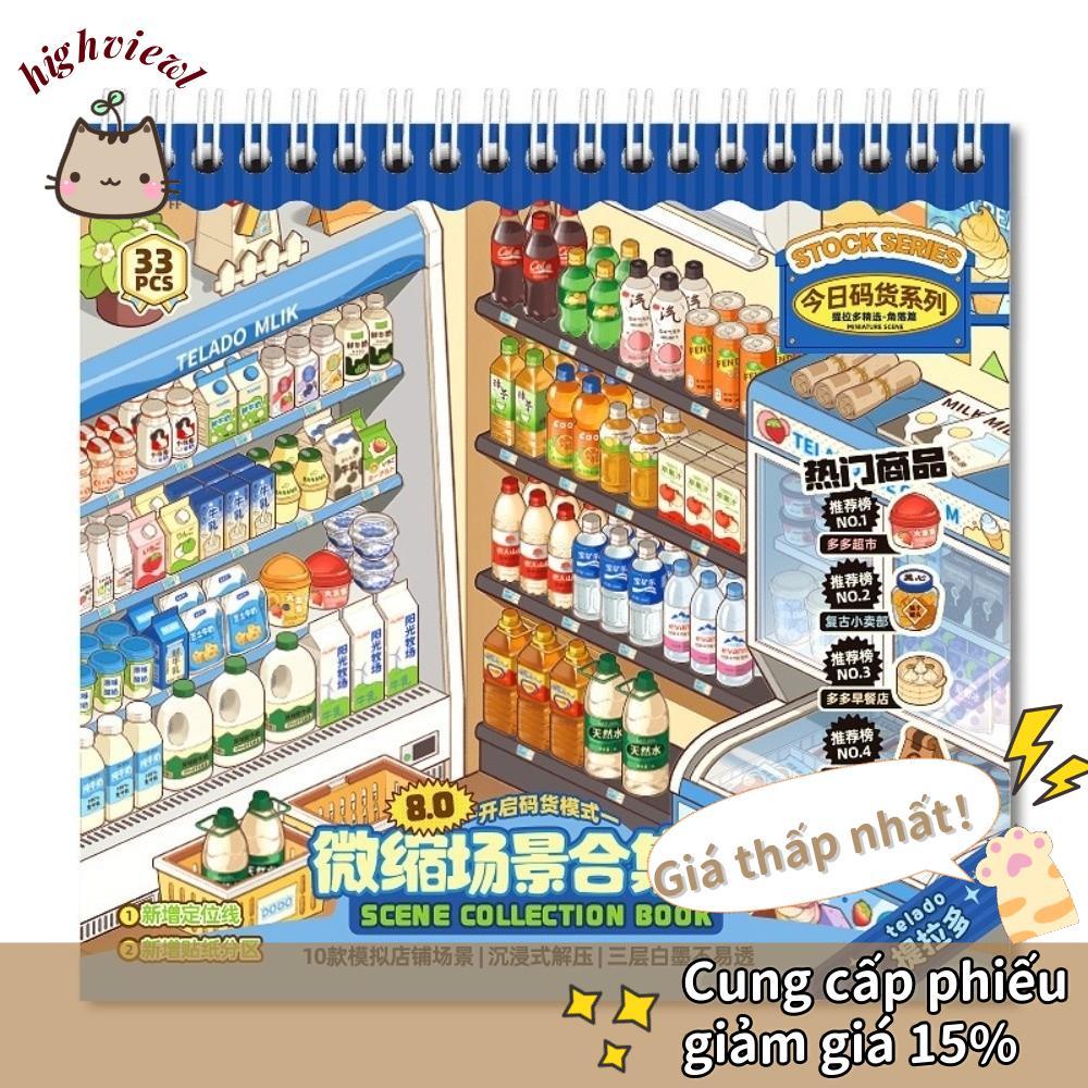 Nhãn dán cảnh cửa hàng HIGHVIEWLS, Nhãn dán phong cảnh cỡ lớn PET, 10 cảnh 33 tờ Nhãn dán cảnh thu n