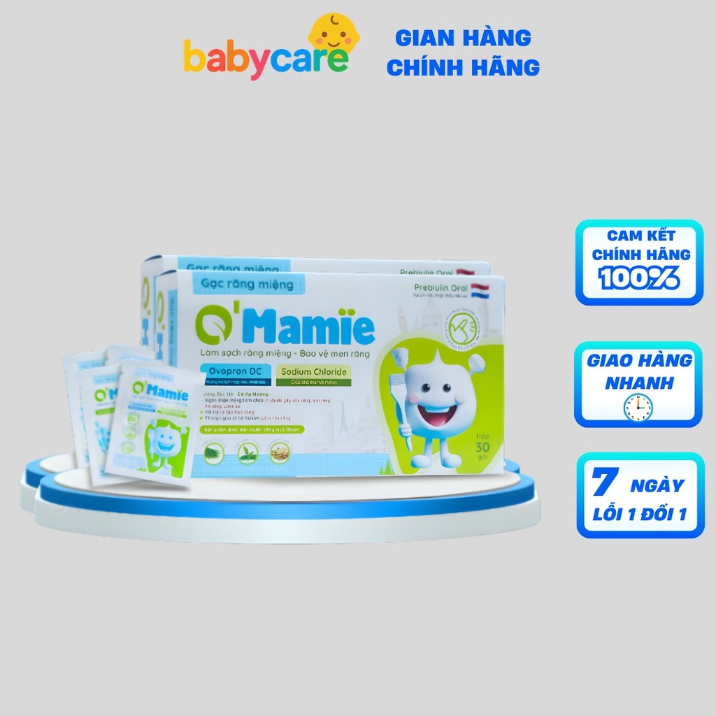 Gạc Rơ Lưỡi, Gạc Răng Miệng O'Mamie 30 Gói – Làm Sạch Răng Lưỡi Nướu Cho Bé