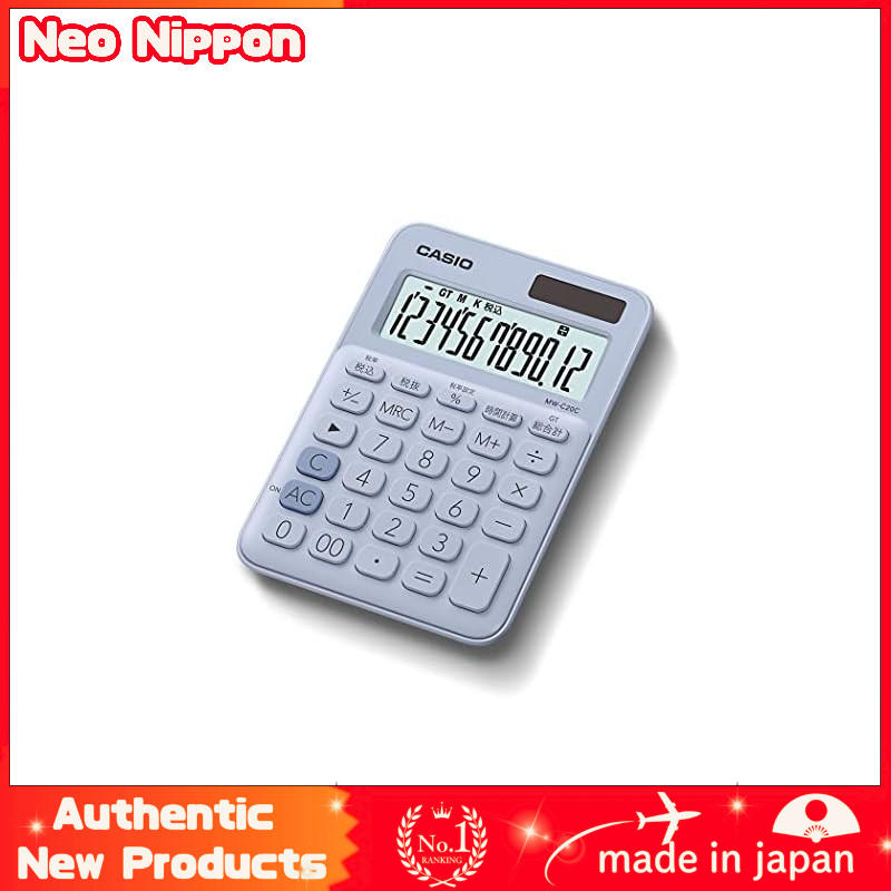 Casio Colorful Calculator Pale Blue 12-Digit Mini Just Type MW-C20C-LB-N