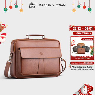  Cặp Công Sở Lata  Thời trang nam basic đựng vừa laptop 14 inch - Cặp da CA43  