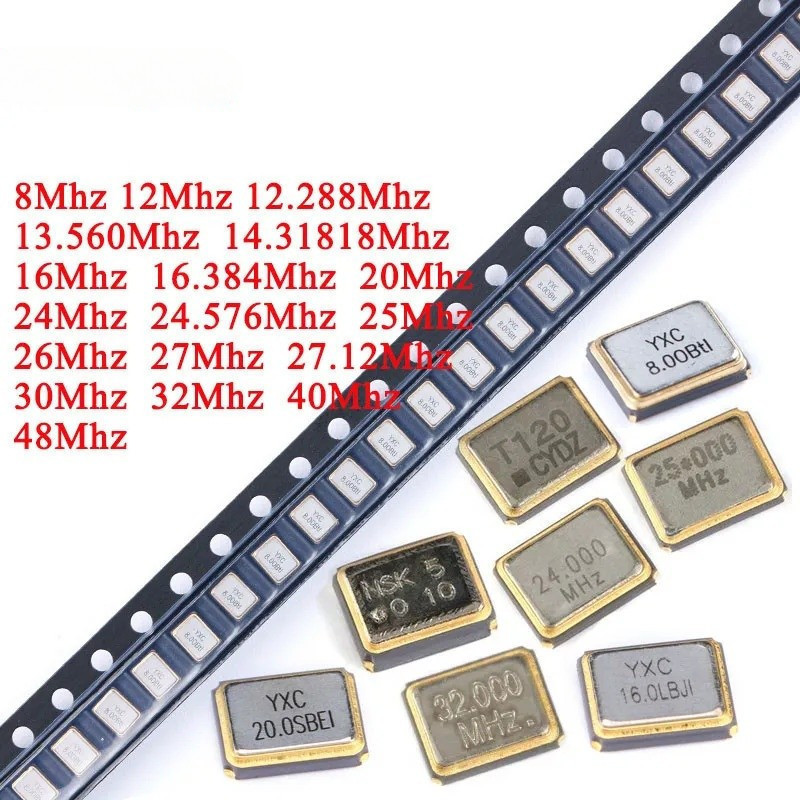 10 Cái / lốc 3225 SMD Thụ Động Thạch Anh Pha Lê Dao Động 8Mhz 10Mhz 12Mhz 16Mhz 20Mhz 24Mhz 26Mhz 30