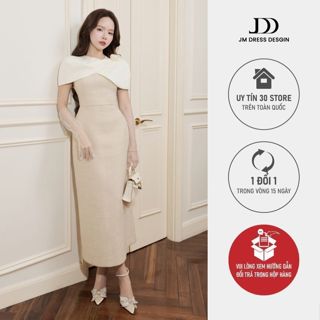  Đầm Dạ Tiệc Tweed 2 Dây Ôm Dài Phối Cape 1F16.2509K. Đầm Dự Tiệc Quiet Luxury Đầm Tiệc Dáng Ôm Suông Dài Thiết Kế JM 