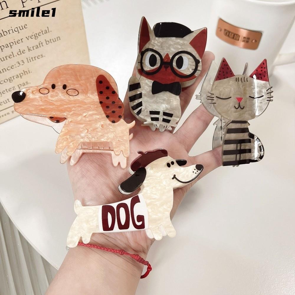 Kẹp tóc SMILE Acetate, Acetate Phim hoạt hình Puppy Kitten Grab Clip, Phụ kiện tóc Kawaii Kẹp tóc Ac