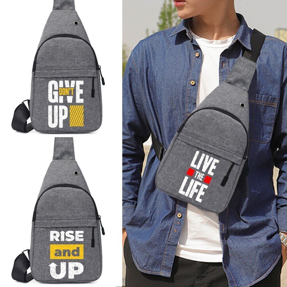 s Casual Waist Bags Men's Waterproof Shoulder Crossbody Bags Phrase Print Handbags Small Short Trip 