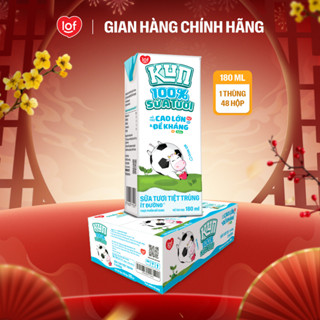  100% sữa tươi KUN ít đường thùng 48 hộp x 180ml 