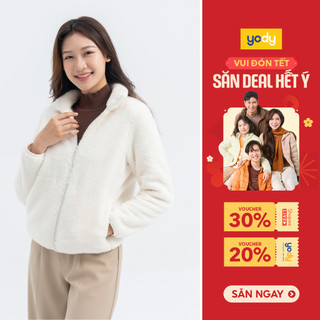  Áo khoác nữ Yody áo khoác lông cừu nữ cao cổ đa năng giữ ấm khi đi ra ngoài SKN6048 