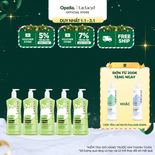  Bộ 5 Chai Sữa Tắm Gội Trẻ Em Lactacyd Baby Extra Milky Làm Sạch Dịu Nhẹ và Dưỡng Ẩm Vượt Trội Size Jumbo 800ml Cho Bé 